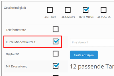Kurze Mindestlaufzeit